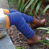 Royal Blue Wool Blend Extra Long Ribbed Leg Warmers