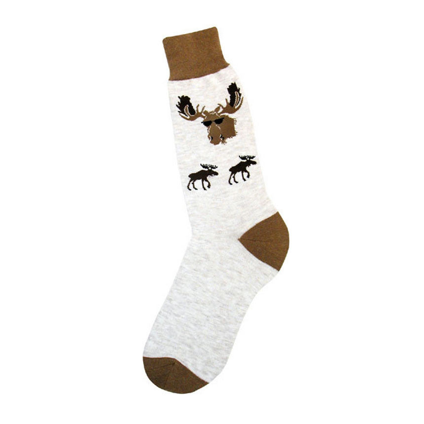 Cool Moose in Sunglasses Men's Crew Socks