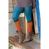 Brown Icelandic Knee Highs layered with Opaque Tights