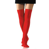 Red Opaque Thigh Highs