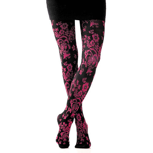 Fuchsia Floral Microfibre Tights