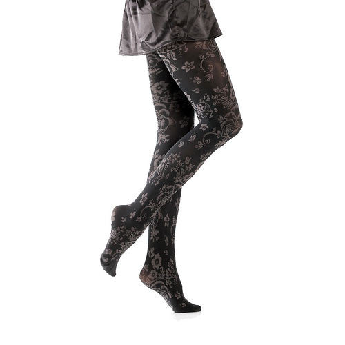 Platinum Floral Microfibre Tights