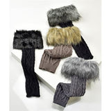 Fur Cuff Leg Warmers - Black, Camel, Black/Grey, Grey