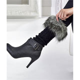 Fur Cuff Leg Warmers - Cable Knit