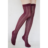 Merlot Crochet Over-the-Knee Socks
