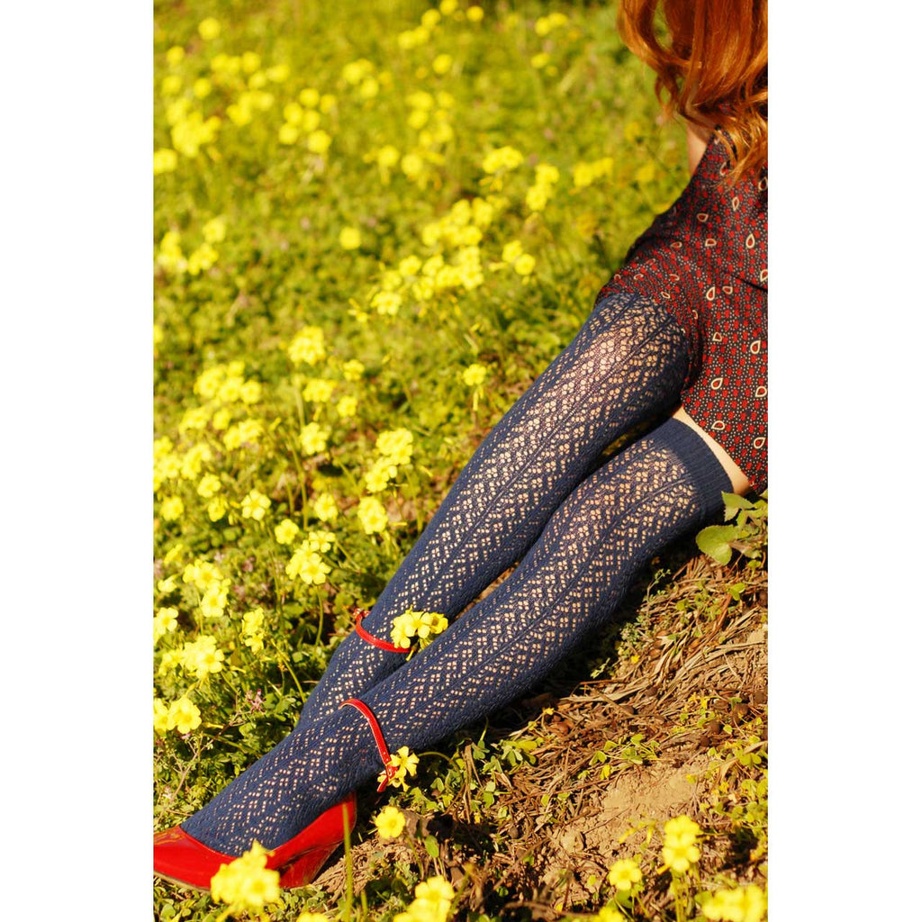 Navy Crochet Over-the-Knee Socks
