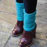 Turquoise Wool Blend Ribbed Leg Warmers