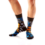 Orange and Blue Abstract Men's Crew Socks