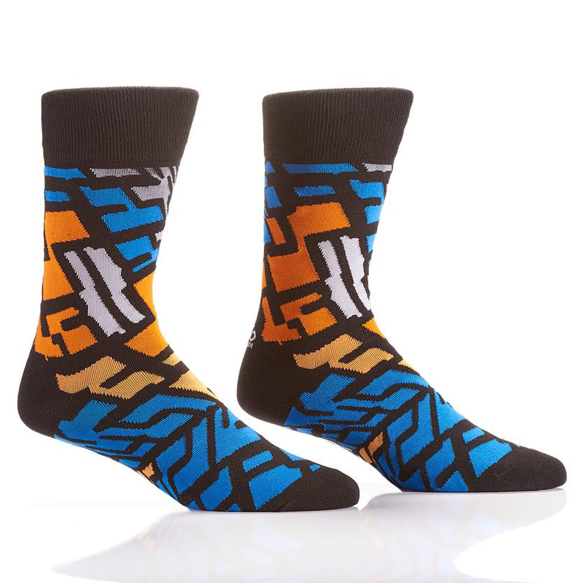 Orange and Blue Abstract Men's Crew Socks