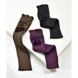 Pom Pom Leg Warmers - Brown, Purple, Black