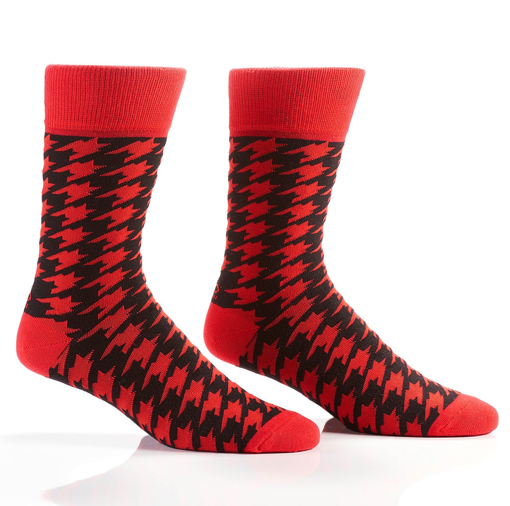 Red Houndstooth Men's Crew Socks