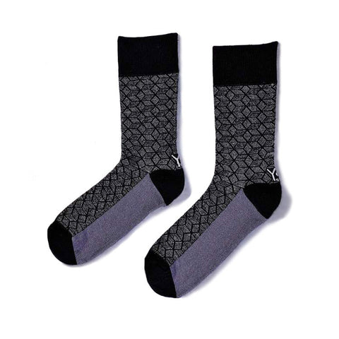 3D Box Black and Grey Men's Crew Socks
