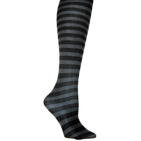 Black and Grey Striped Opaque Tights