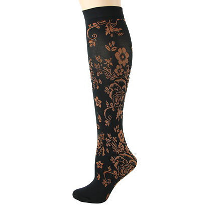 Bronze Floral Microfiber Trouser Socks