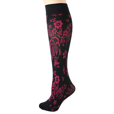 Fuchsia Floral Microfiber Trouser Socks