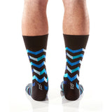 Blue Zig Zag Men's Crew Socks - Back