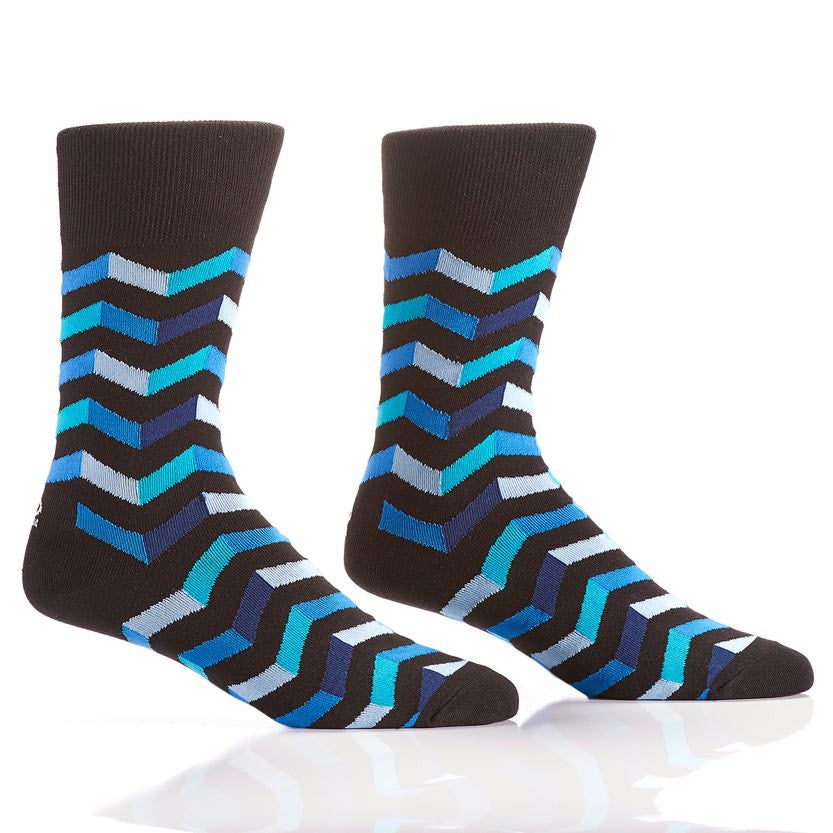 Blue Zig Zag Men's Crew Socks