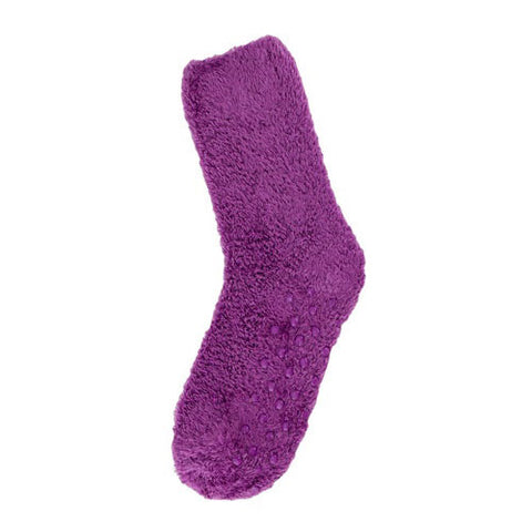Purple Non-Skid Fuzzy Microfibre Socks