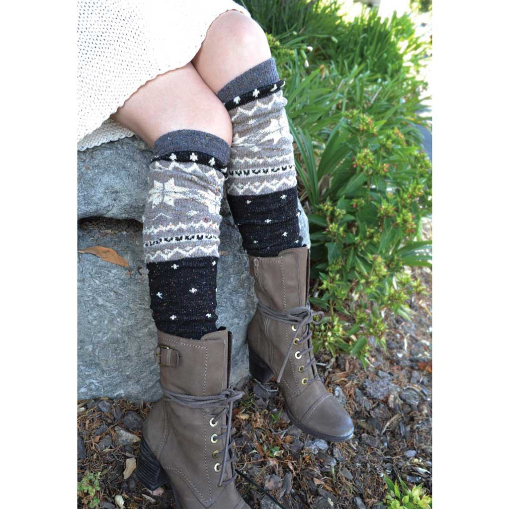 Black/Beige/Grey Nordic Leg Warmers