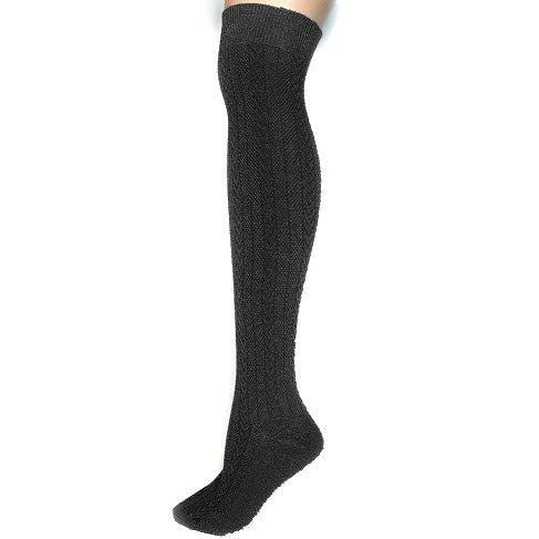 Black Cable-Knit Over-the-Knee Socks 