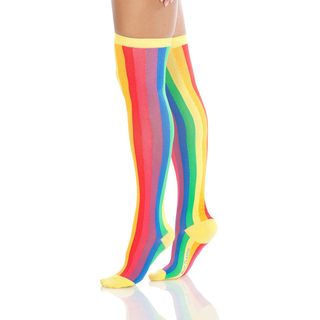 Vertical Rainbow Over-the-Knee Socks