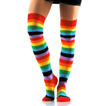 Rainbow Over-the-Knee Socks