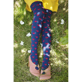 Heart Dots Over-the-Knee Socks (Navy with Red Hearts)