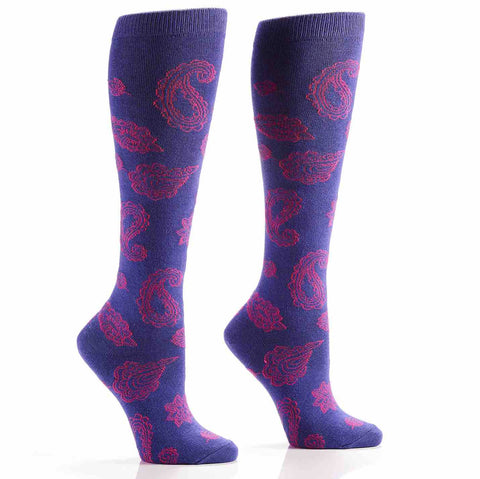 Purple Paisley Knee Highs