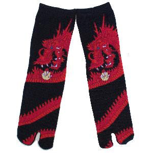 Sparkle Eye Dragon Tabi Socks - Red