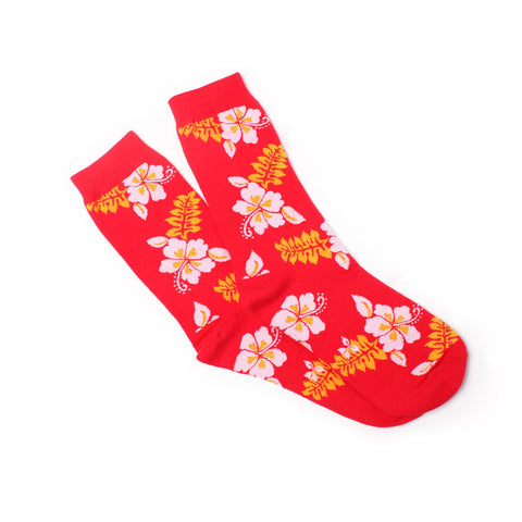 Hawaiian Flower Crew Socks