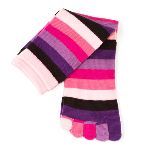 Pink Striped Knee High Toesocks