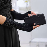 Black Sparkly Fingerless Gloves