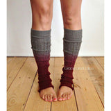 Ombre Leg Warmers (Wine and Grey)