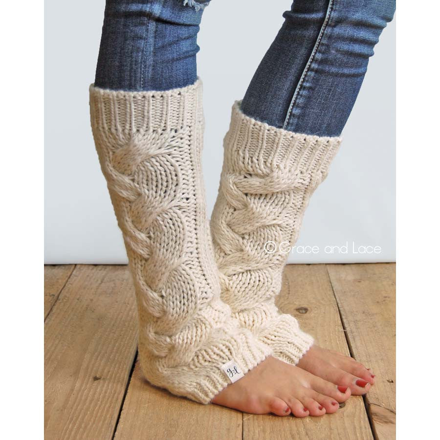Cream Cozy Cable Knit Leg Warmers